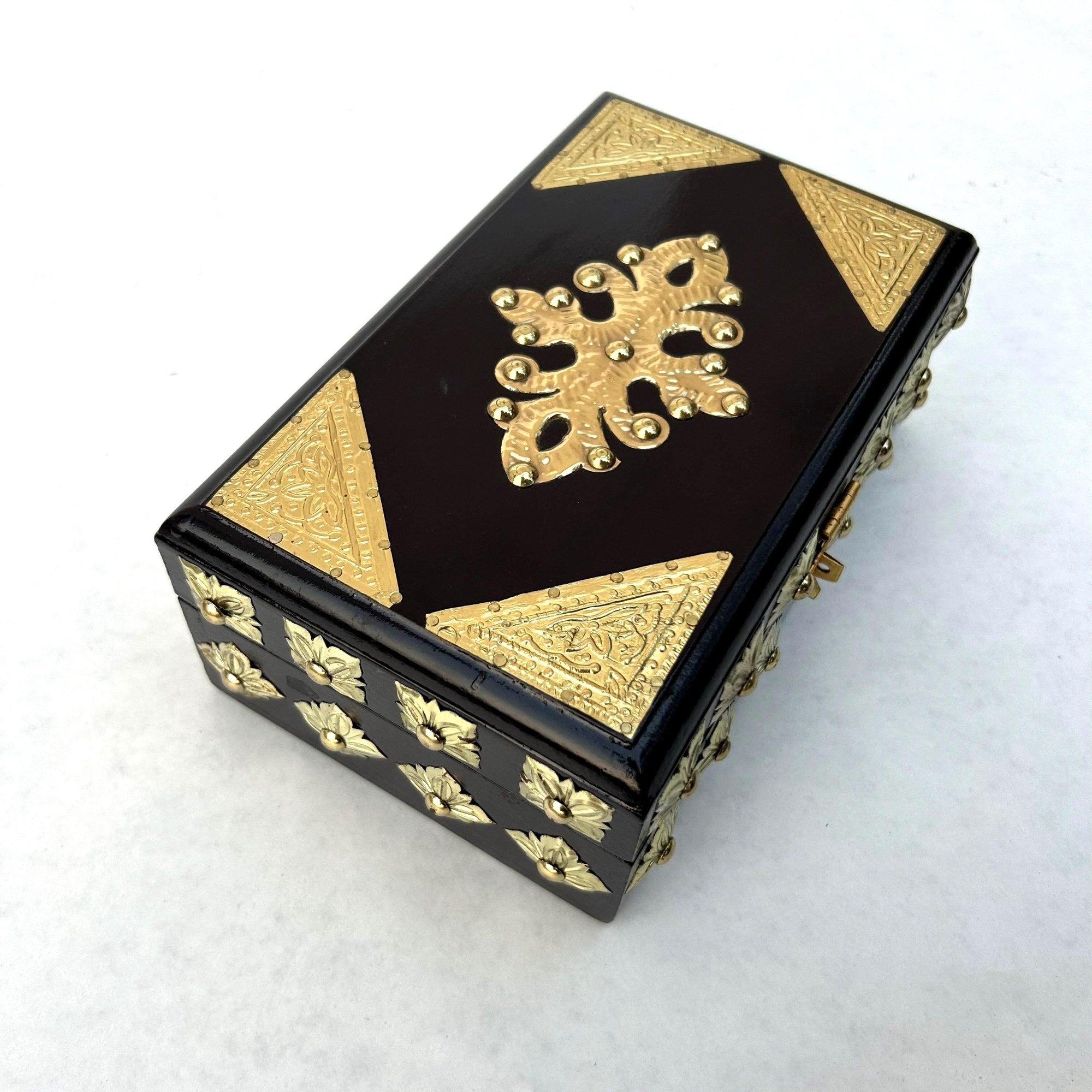 Black Brass Embossed Jewelry Chest - view 3