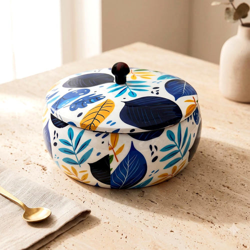 Botanical Painted Wooden Roti Box - view 1