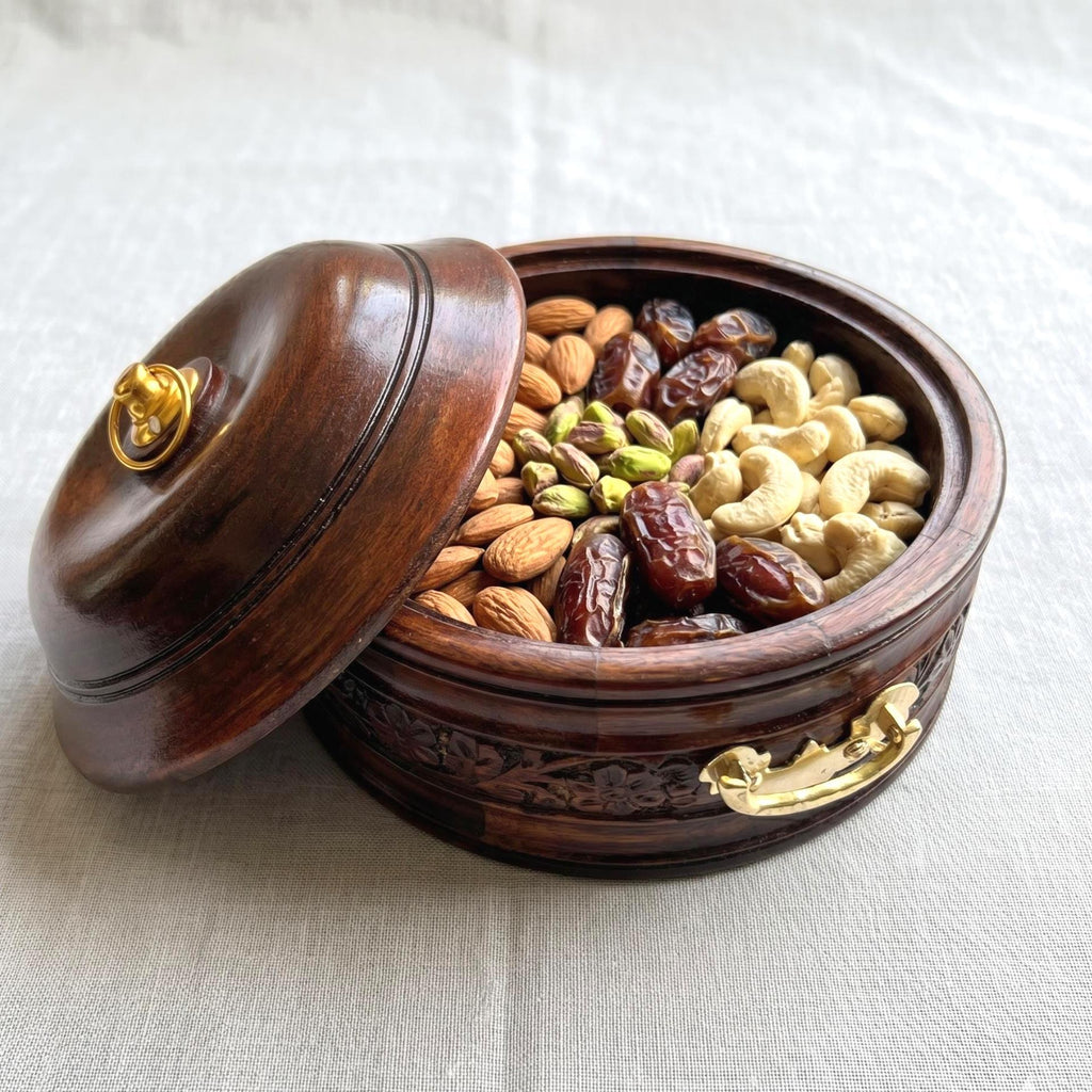 Brass Inlay Carved Roti Box - view 2