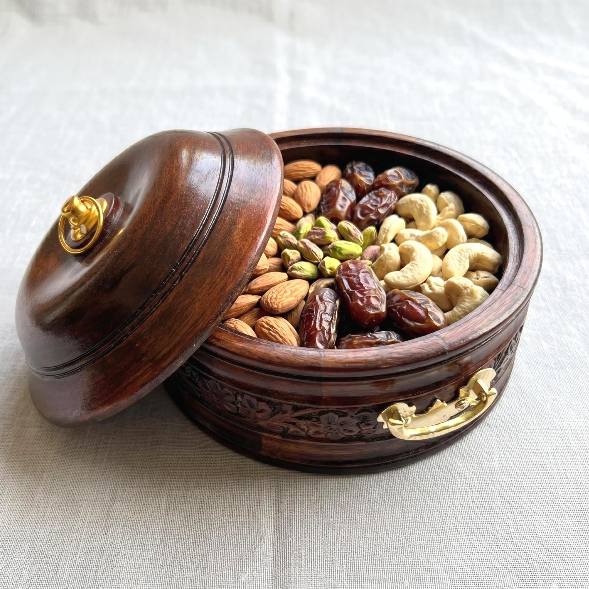 Brass Inlay Carved Roti Box - view 2