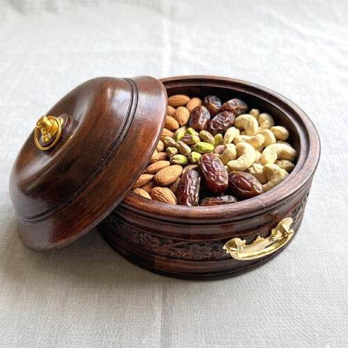 Brass Inlay Carved Roti Box - view 2