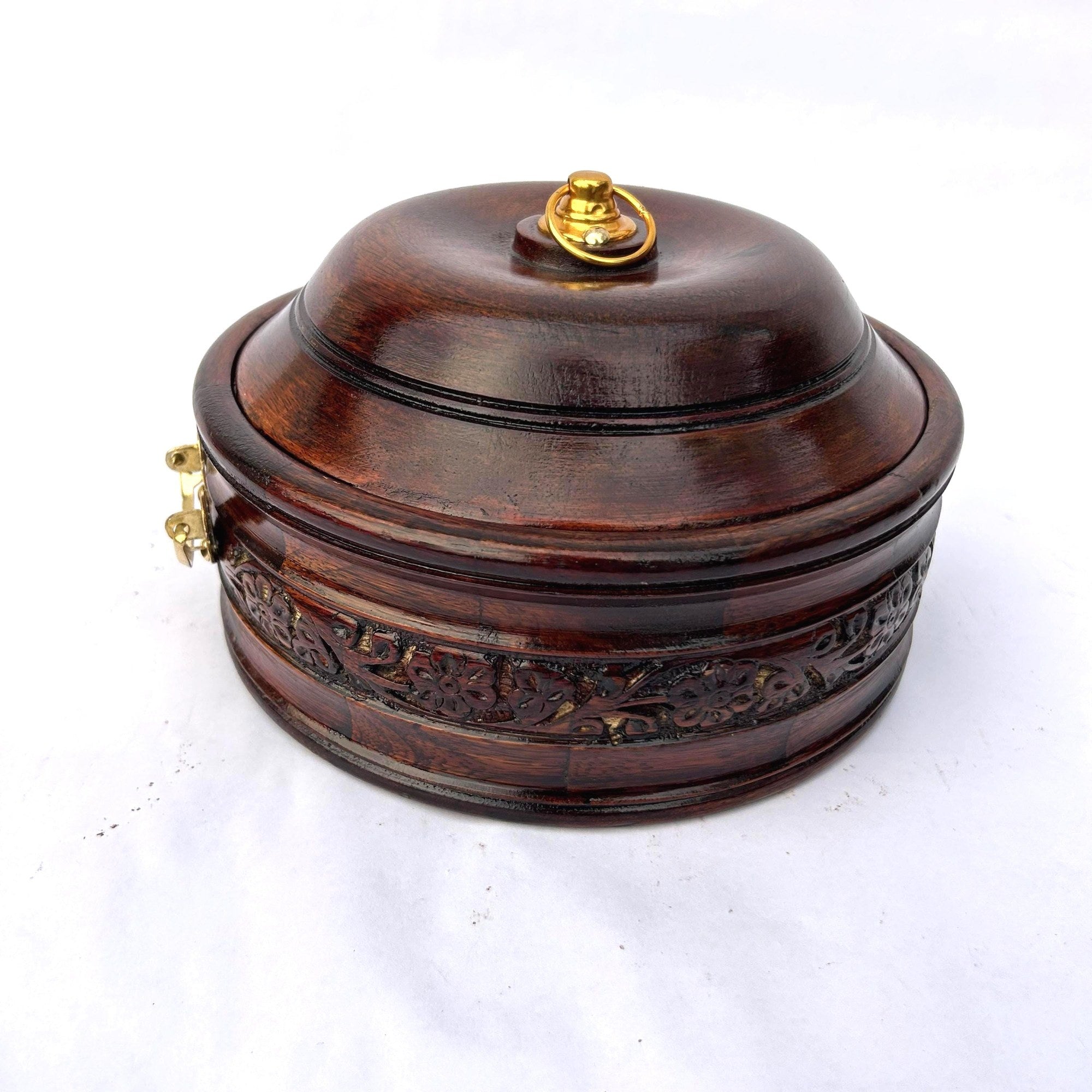 Brass Inlay Carved Roti Box - view 3
