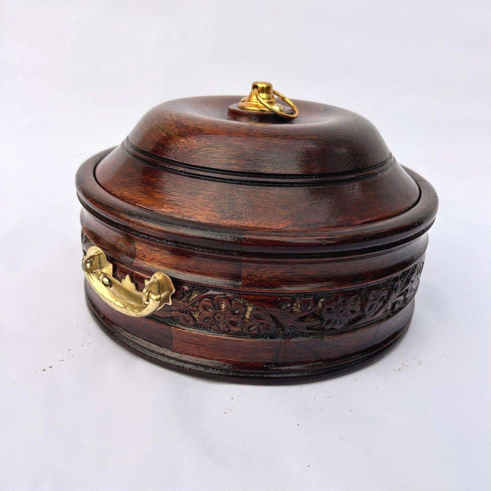 Brass Inlay Carved Roti Box - view 4