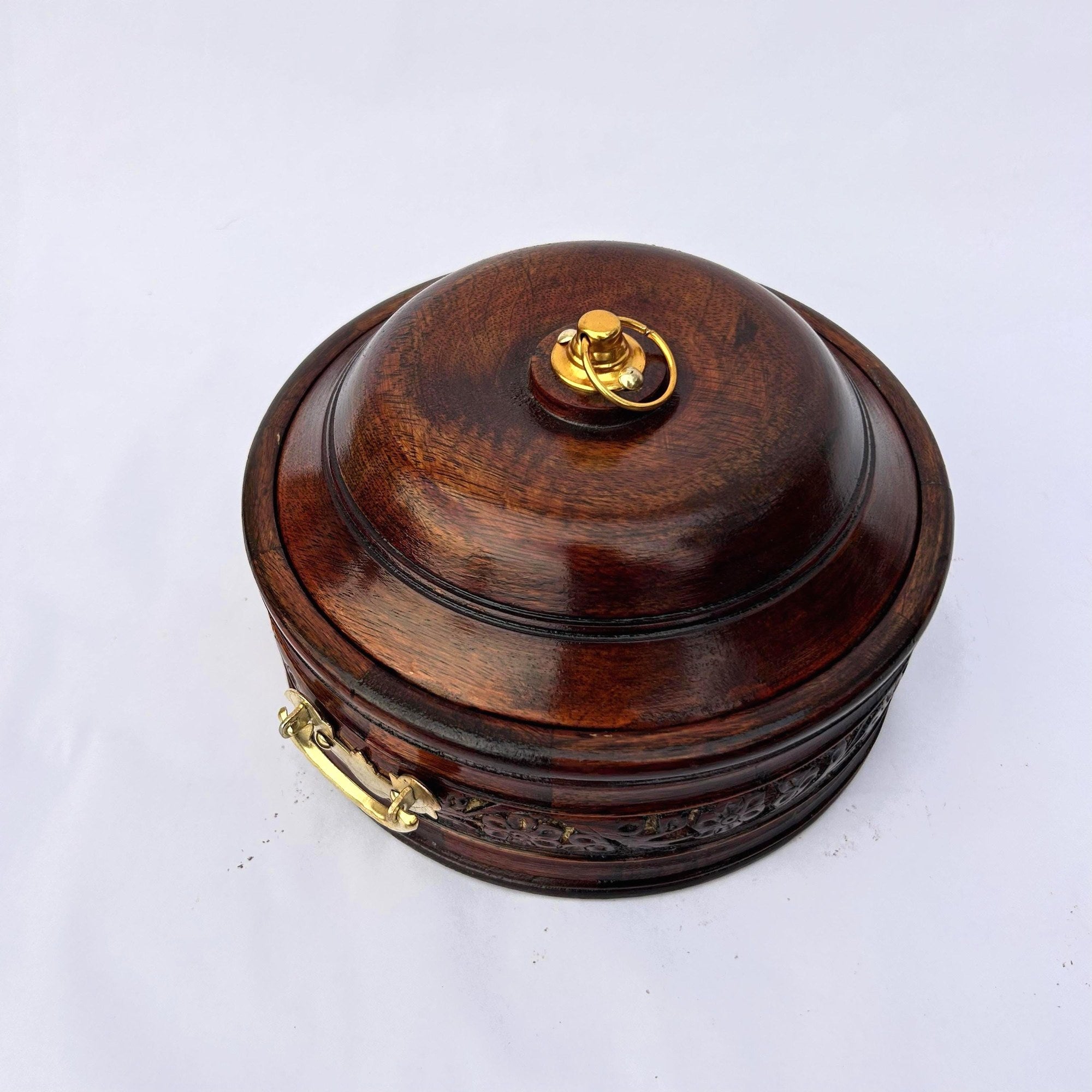 Brass Inlay Carved Roti Box - view 5