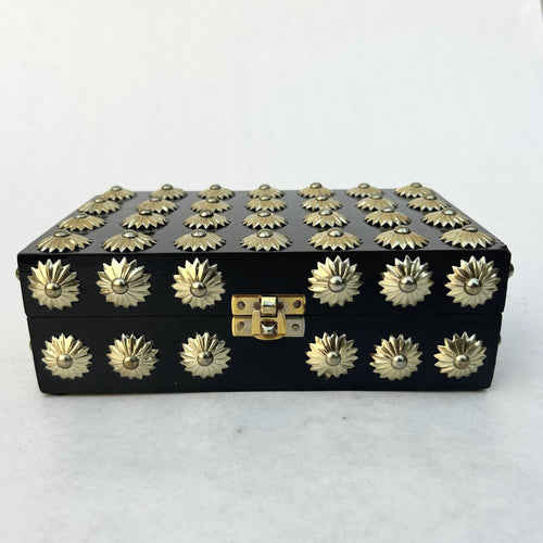 Brass Inlay Lockable Jewelry Box - view 1