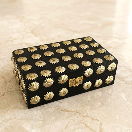 Brass Inlay Lockable Jewelry Box - view 2