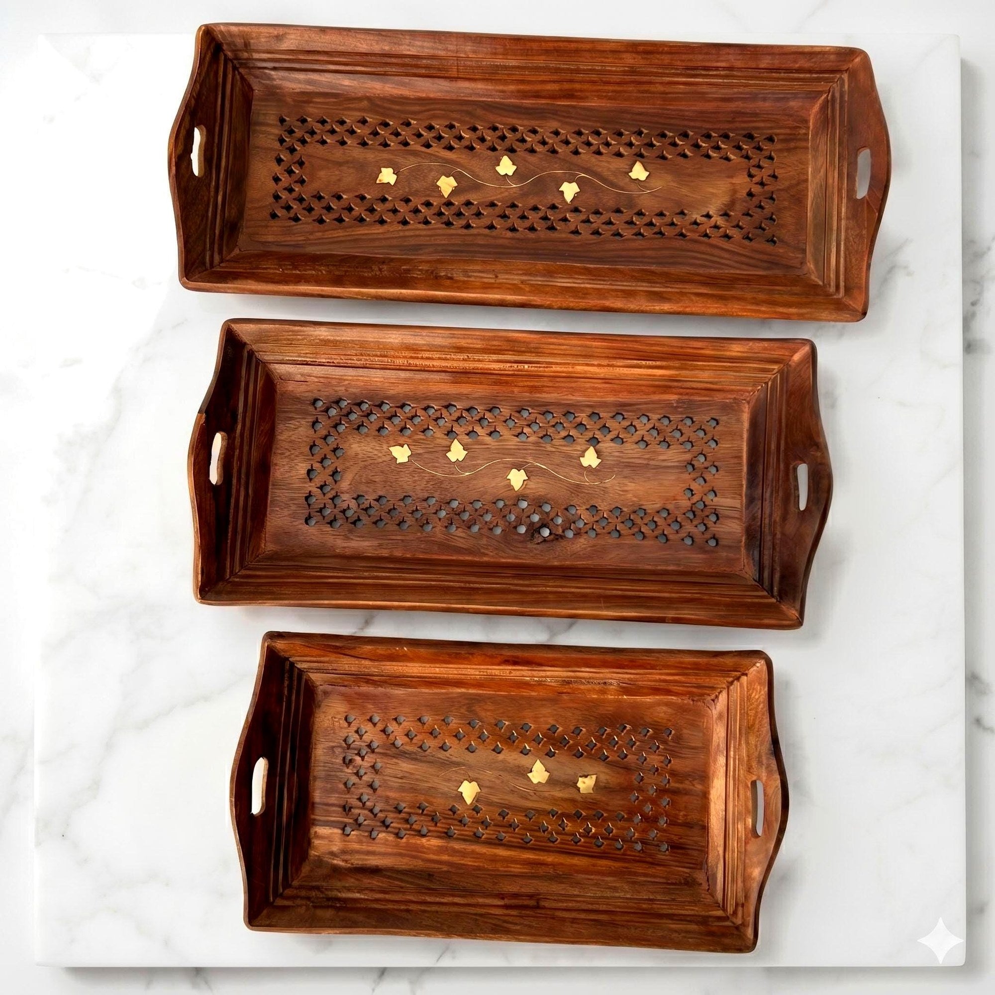 Brass Inlay Nesting Tray Set - view 3