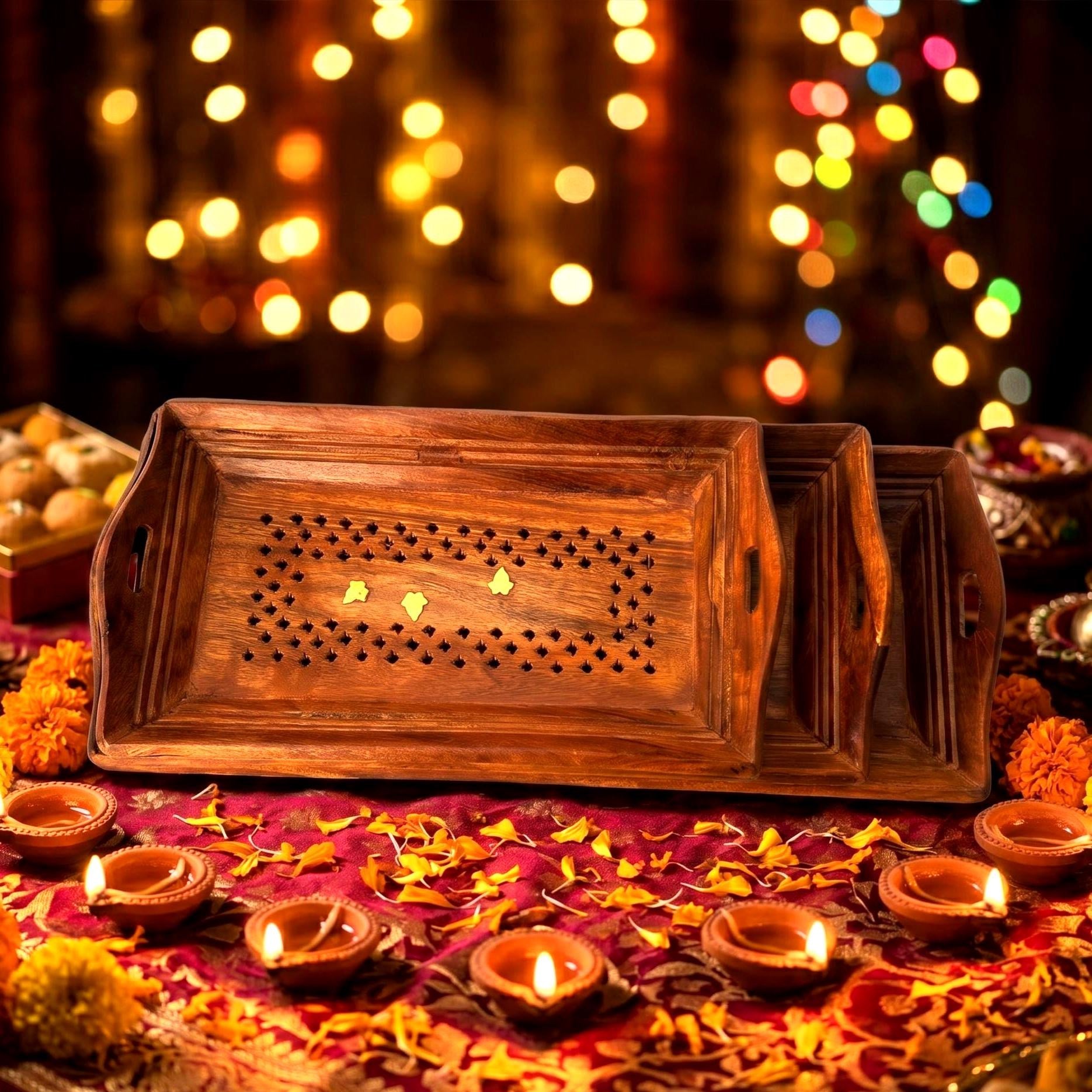 Brass Inlay Nesting Tray Set - view 4