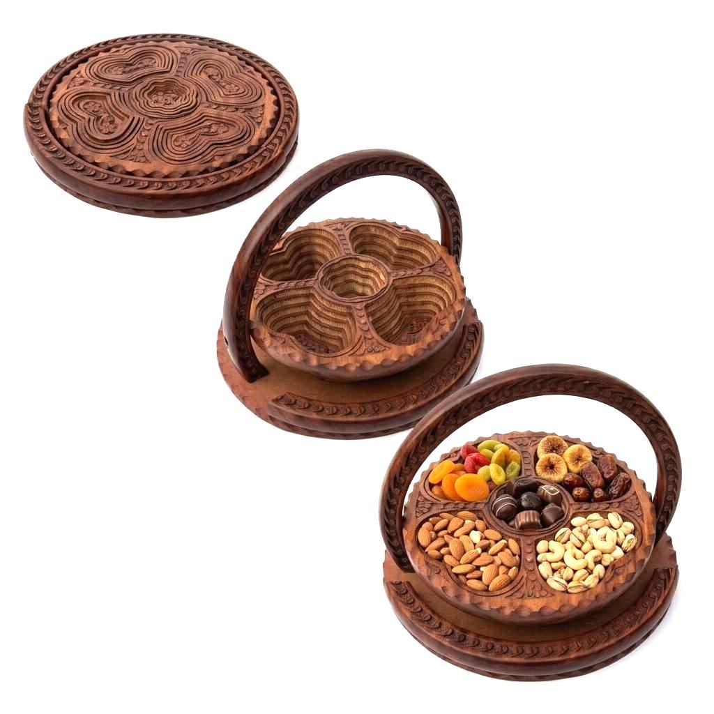 Convertible Carved Wooden Serving Tray - view 3