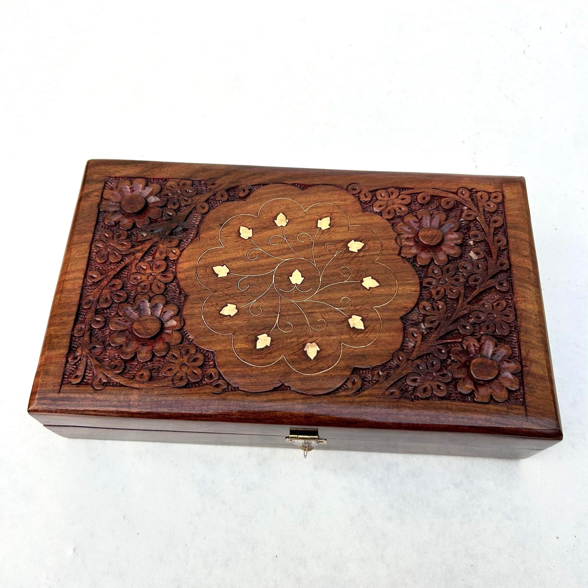 Floral Brass Inlay Jewelry Box - view 5