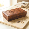 Floral Carved Rosewood Jewelry Box - view 1