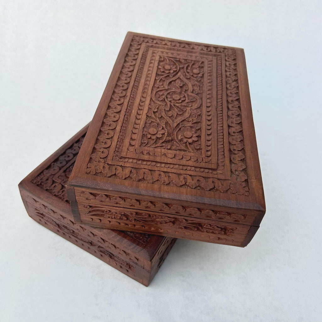 Floral Carved Rosewood Jewelry Box - view 3