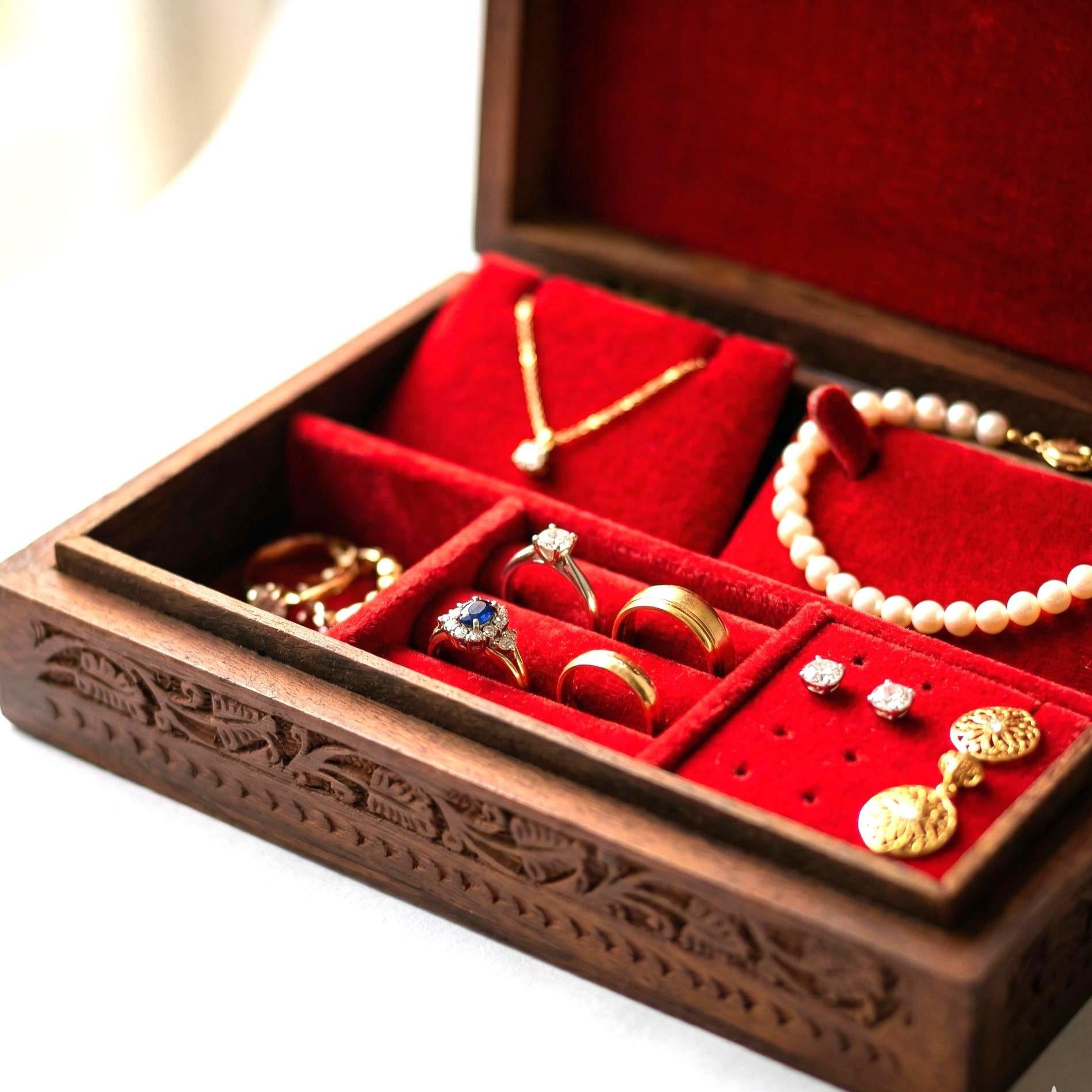 Floral Carved Rosewood Jewelry Box - view 4