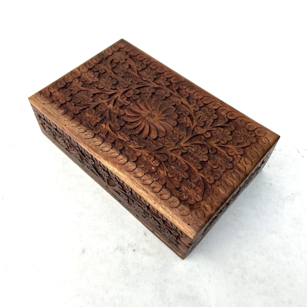 Floral Carved Wooden Jewelry Box - view 4