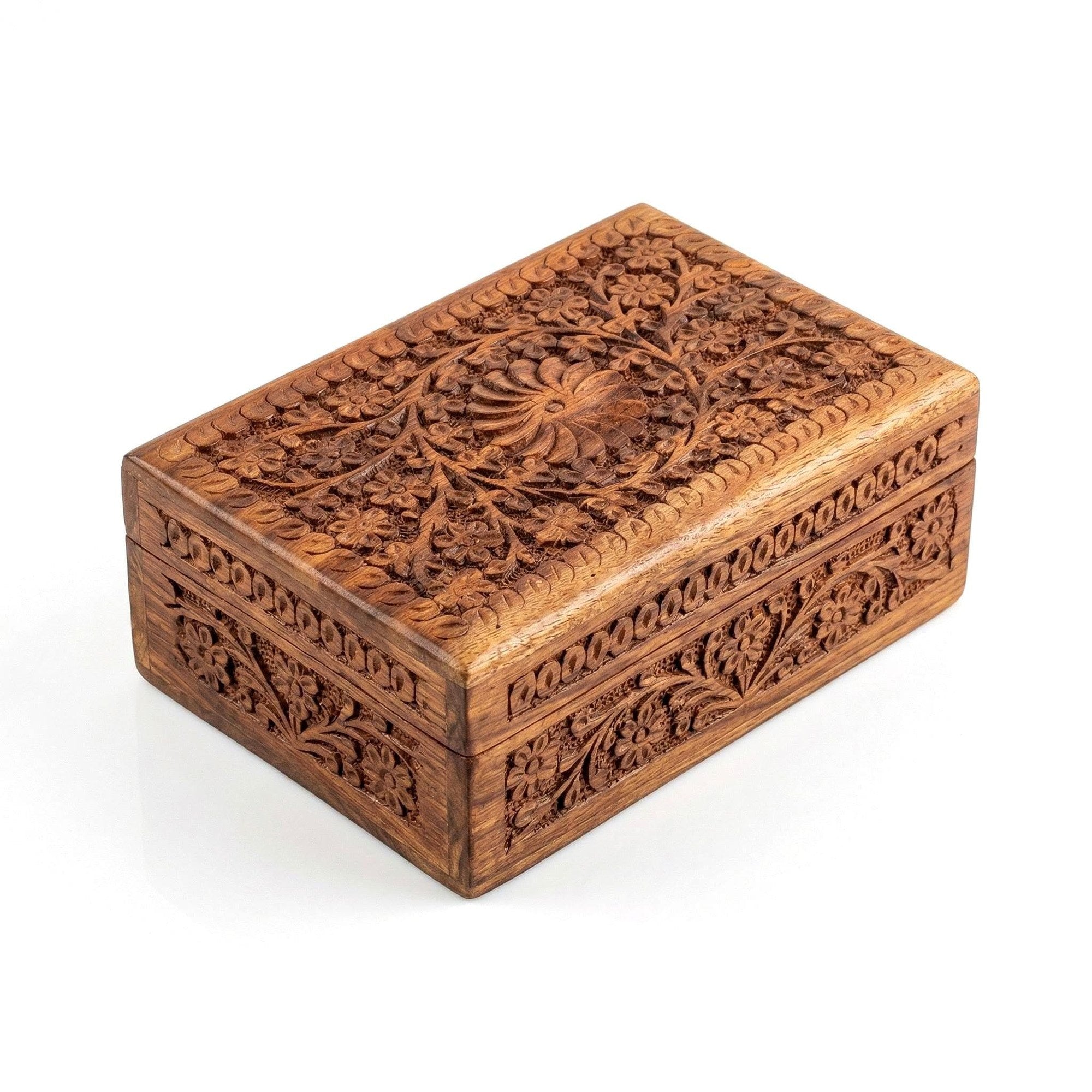 Floral Carved Wooden Jewelry Box - view 5
