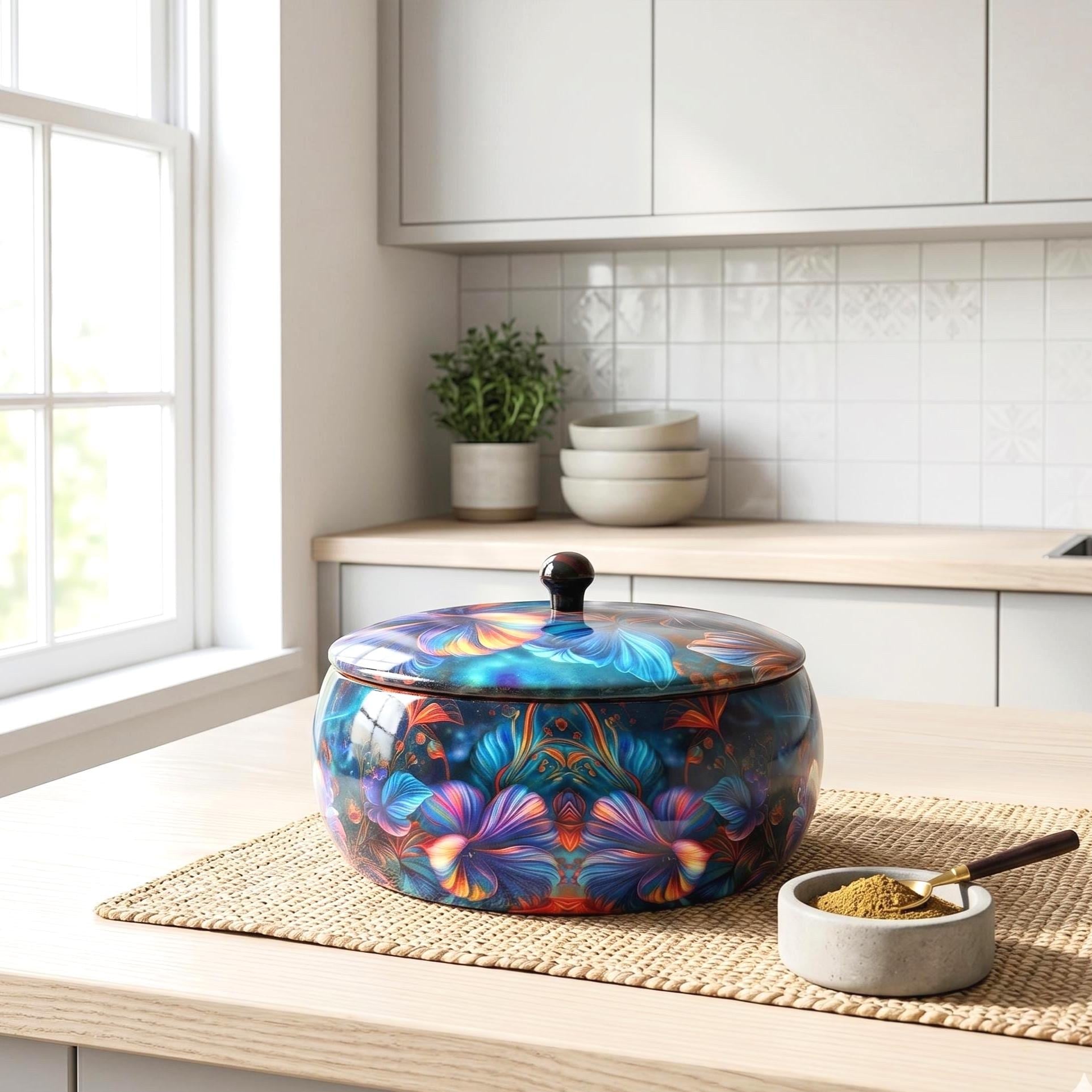 Floral Vine Wooden Roti Box - view 1