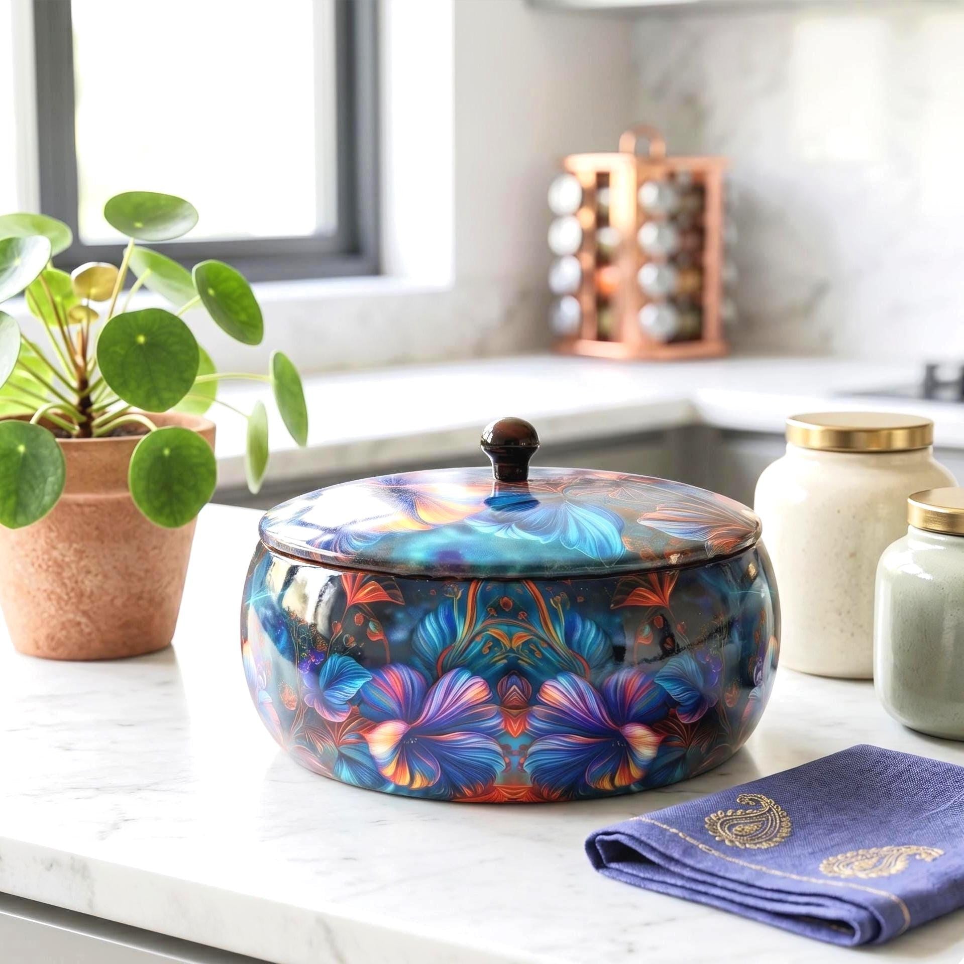 Floral Vine Wooden Roti Box - view 2