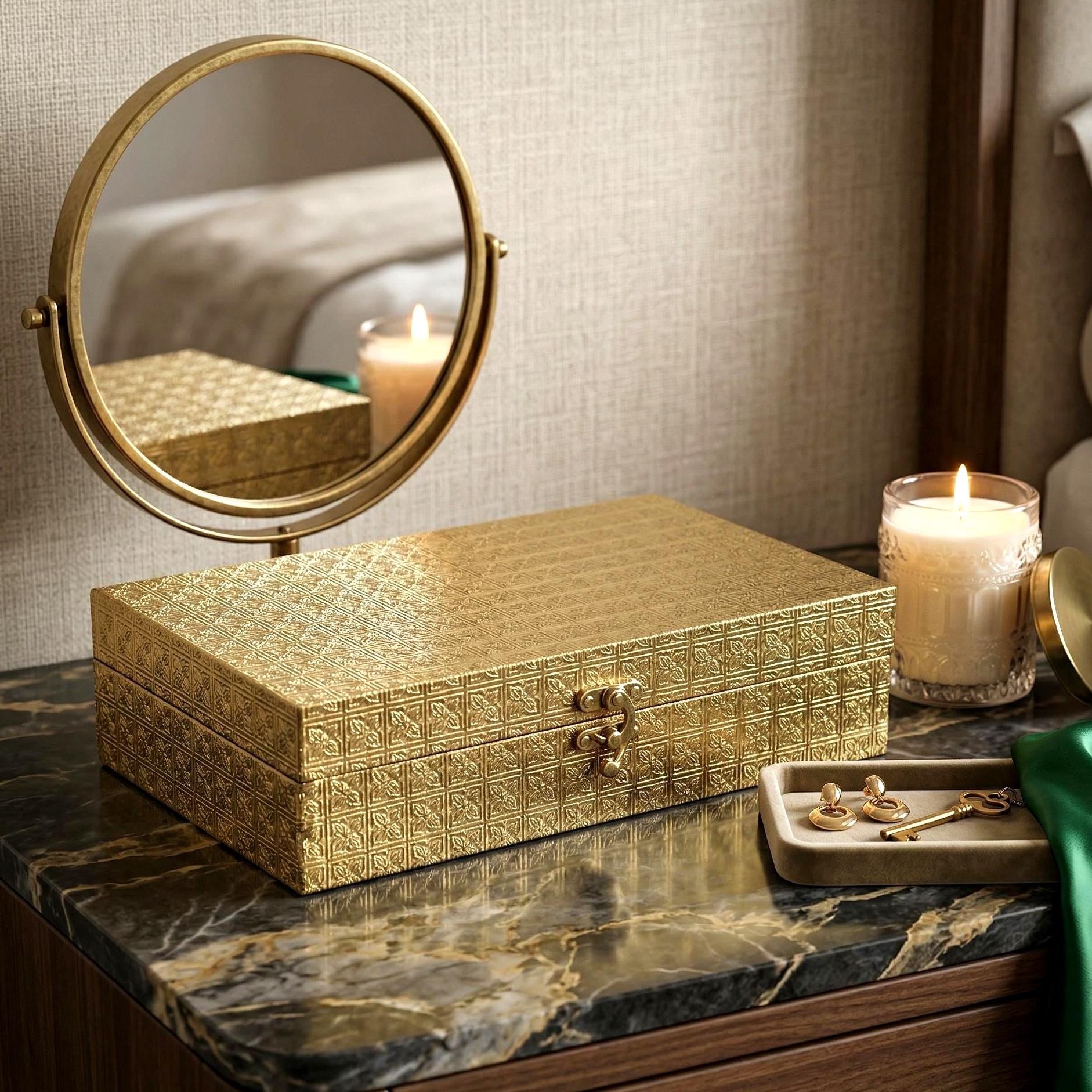 Gold Brass-Plated Jewelry Box - view 1
