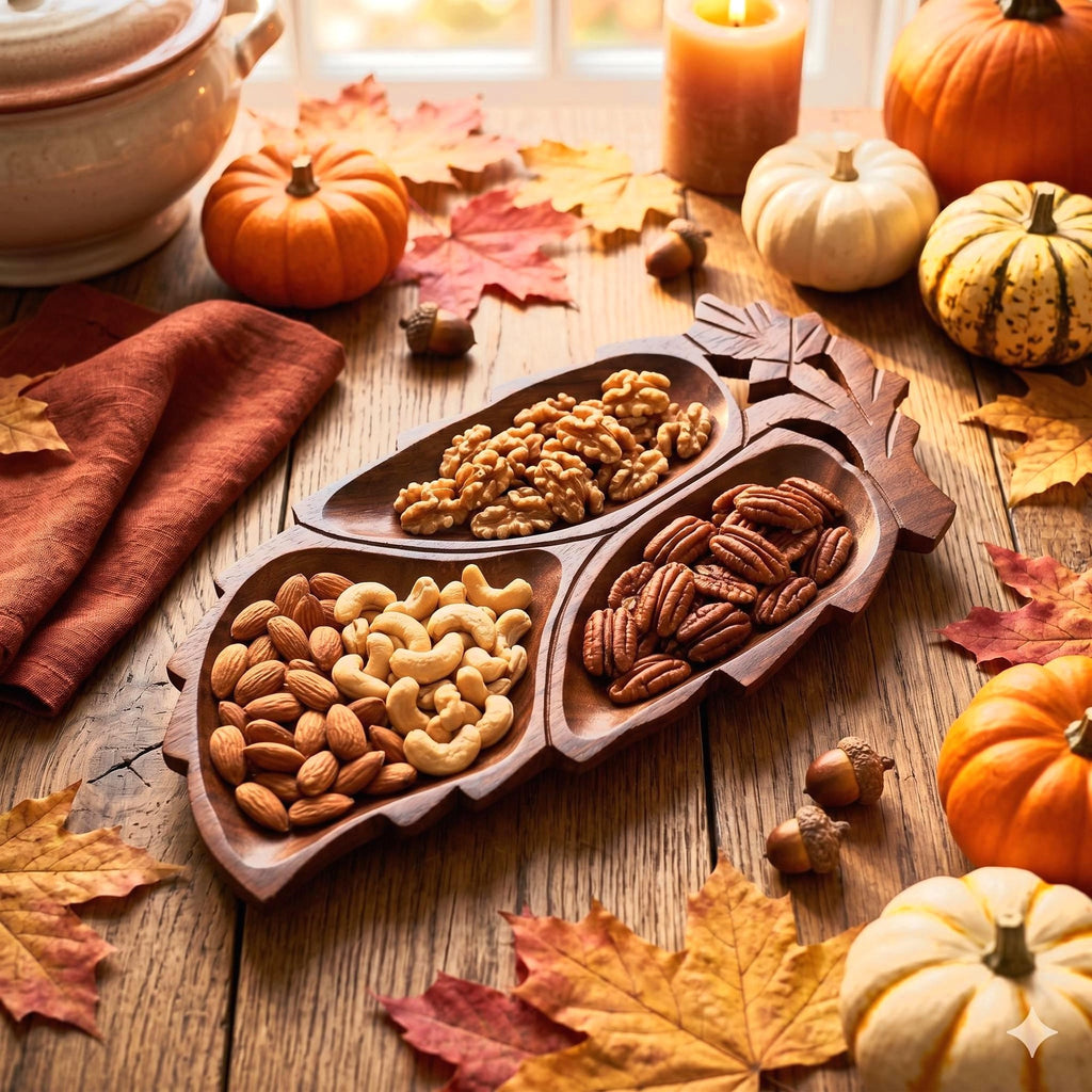 Leaf Three-Section Wooden Tray - view 2