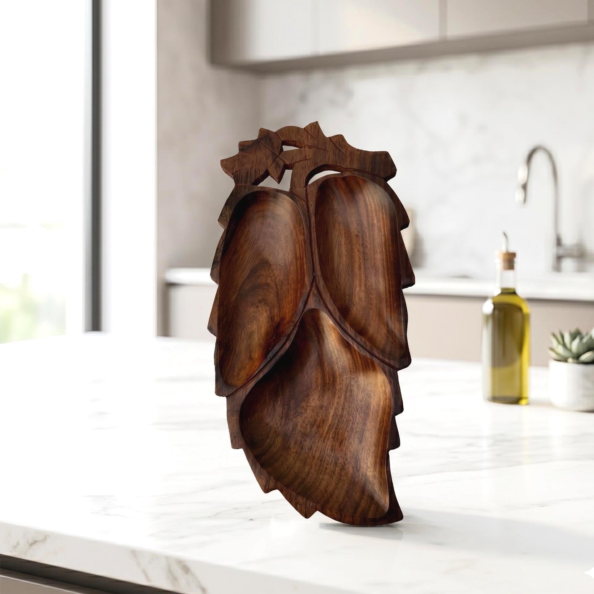 Leaf Three-Section Wooden Tray - view 3