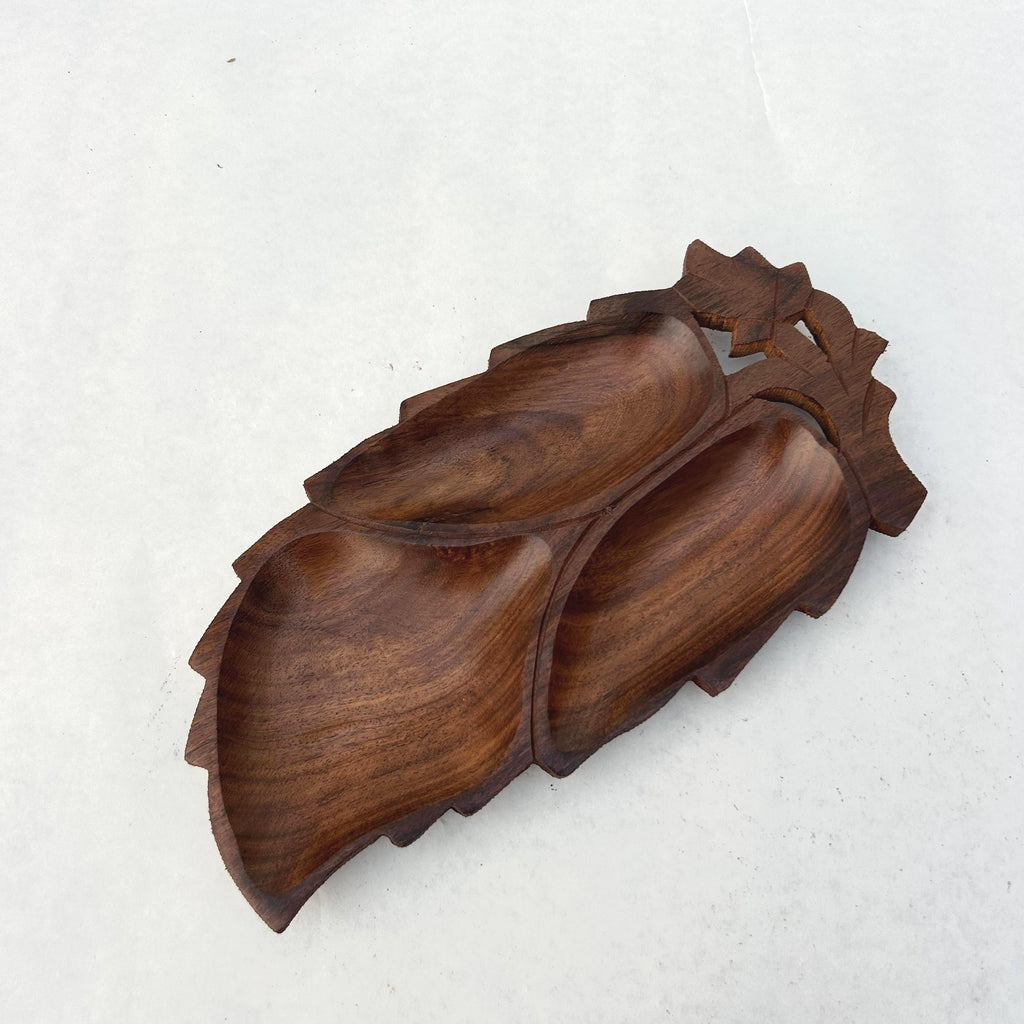 Leaf Three-Section Wooden Tray - view 5
