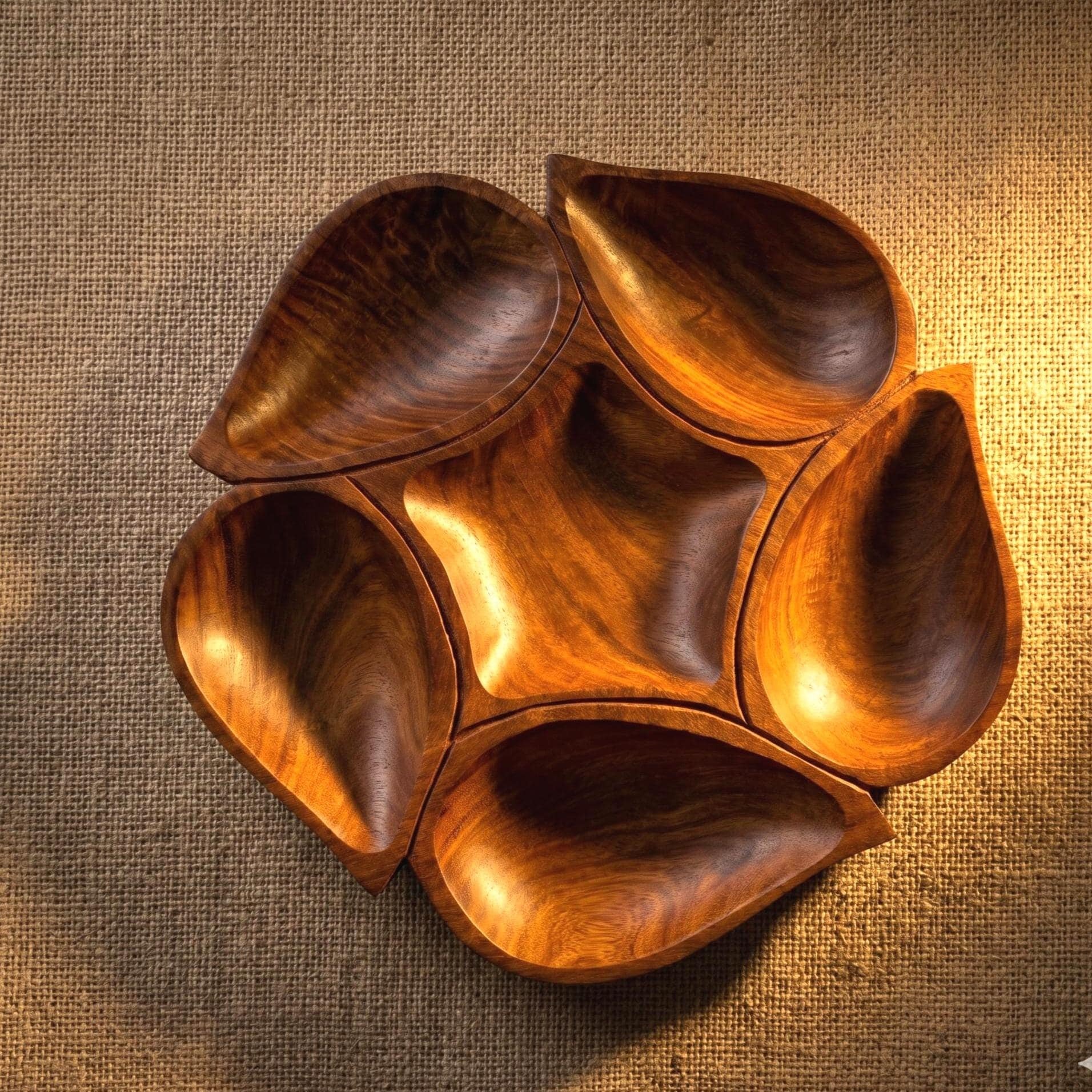 Lotus Six-Section Wooden Tray - view 1