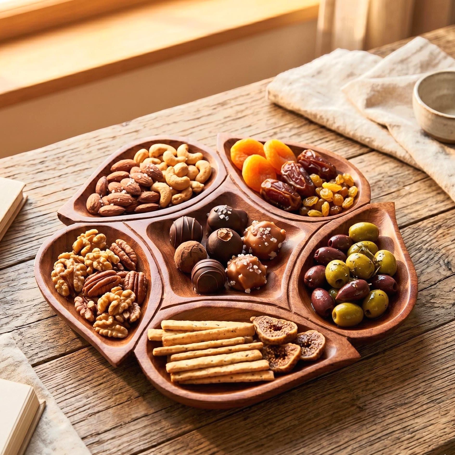 Lotus Six-Section Wooden Tray - view 5