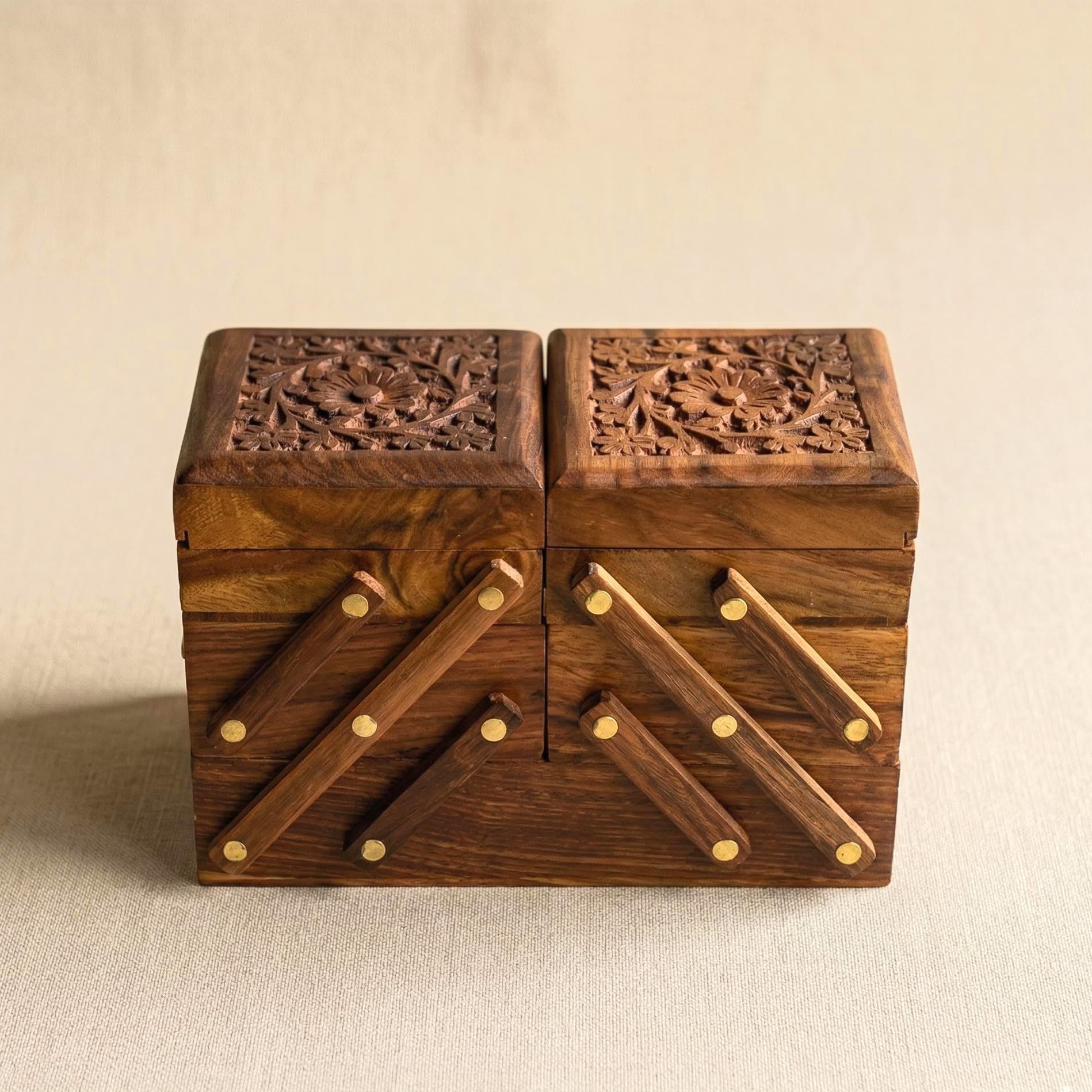 Multi-Compartment Carved Jewelry Organizer - view 2