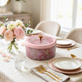 Pink Floral Brass Inlay Roti Box - view 1