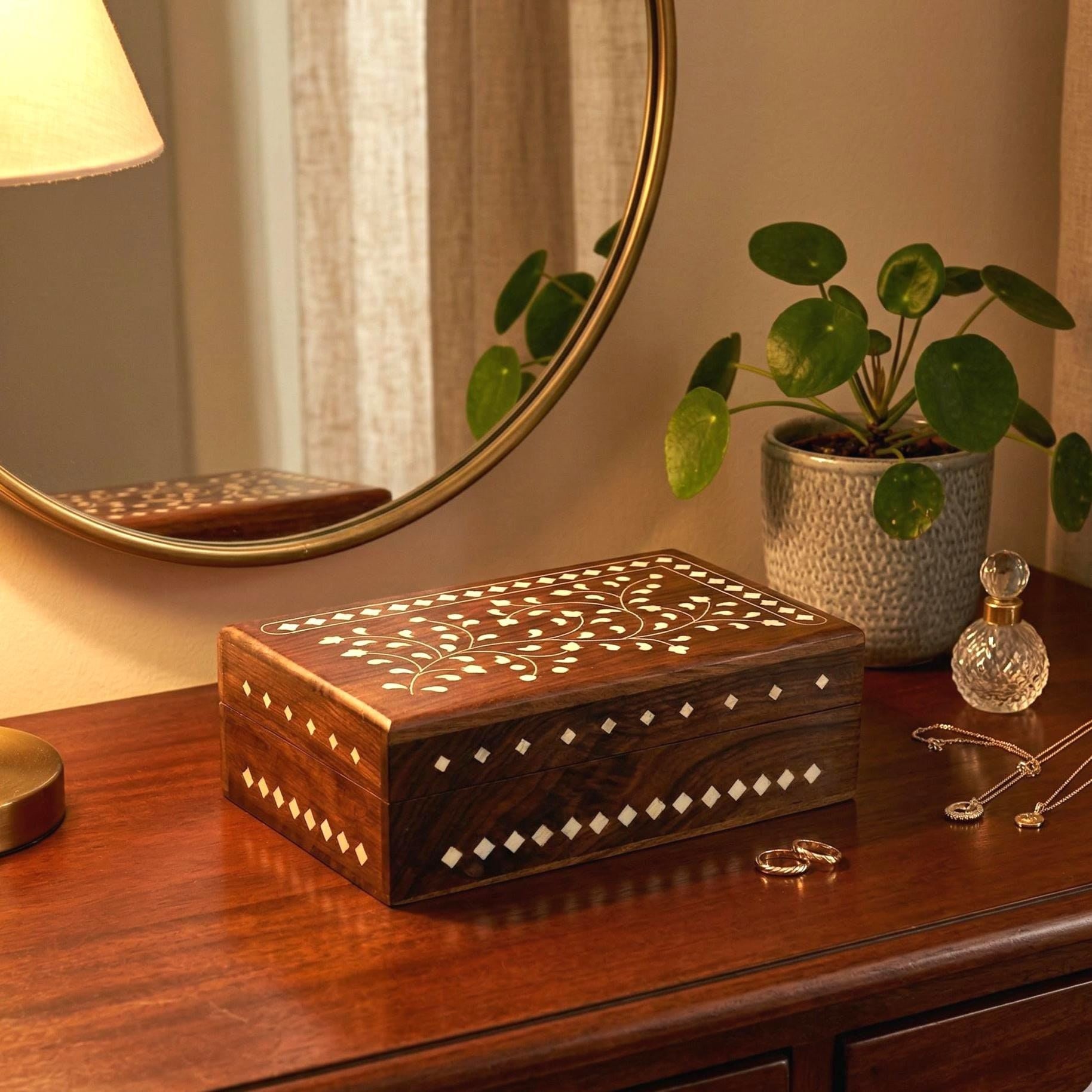 Resin Inlay Wooden Jewelry Box - view 1