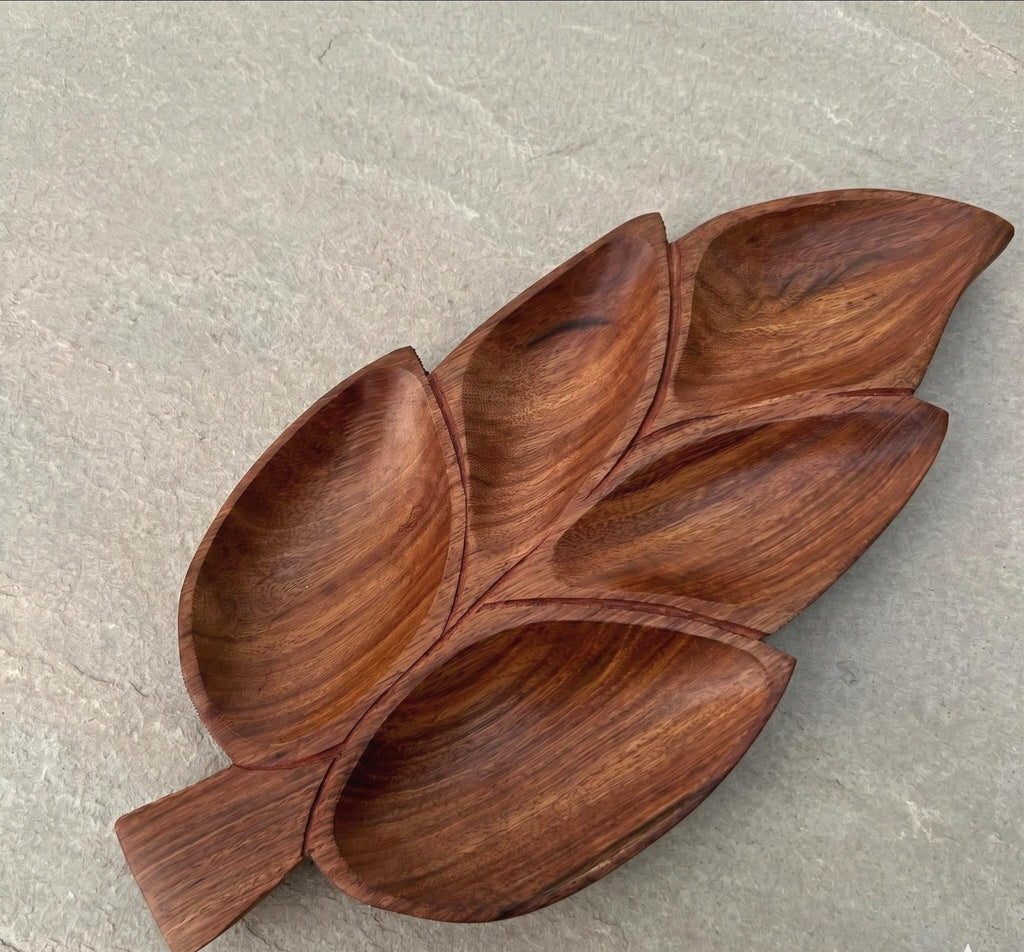 Walnut Leaf Compartment Tray - view 1