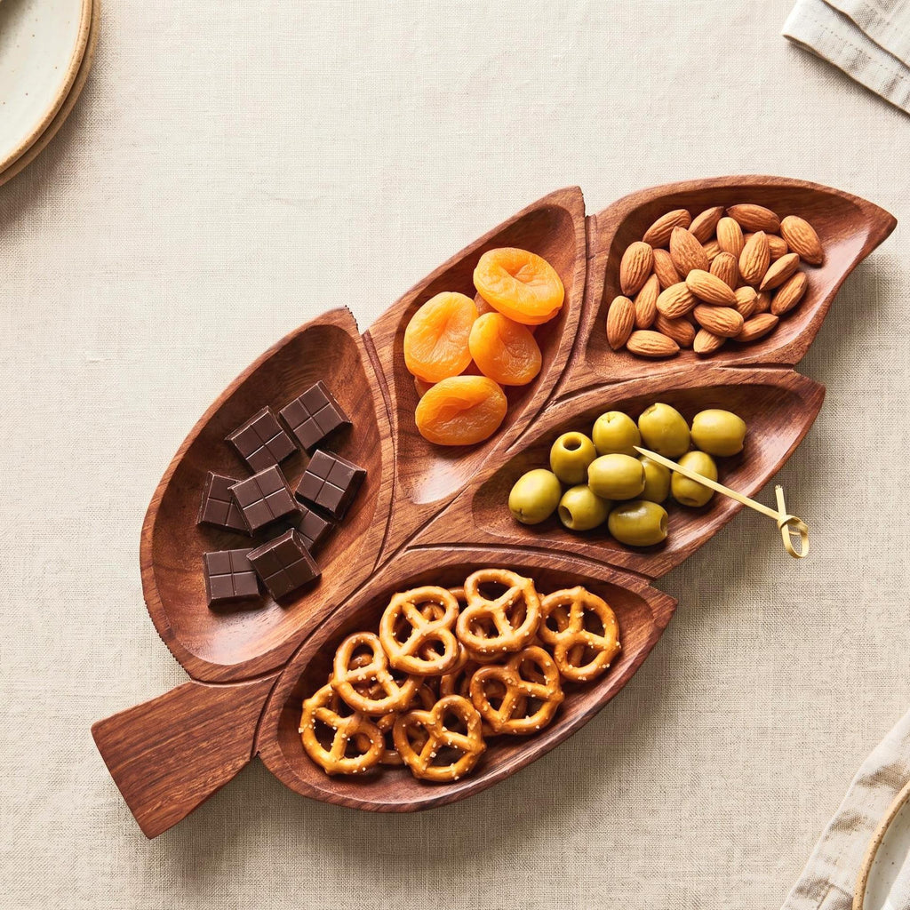 Walnut Leaf Compartment Tray - view 2