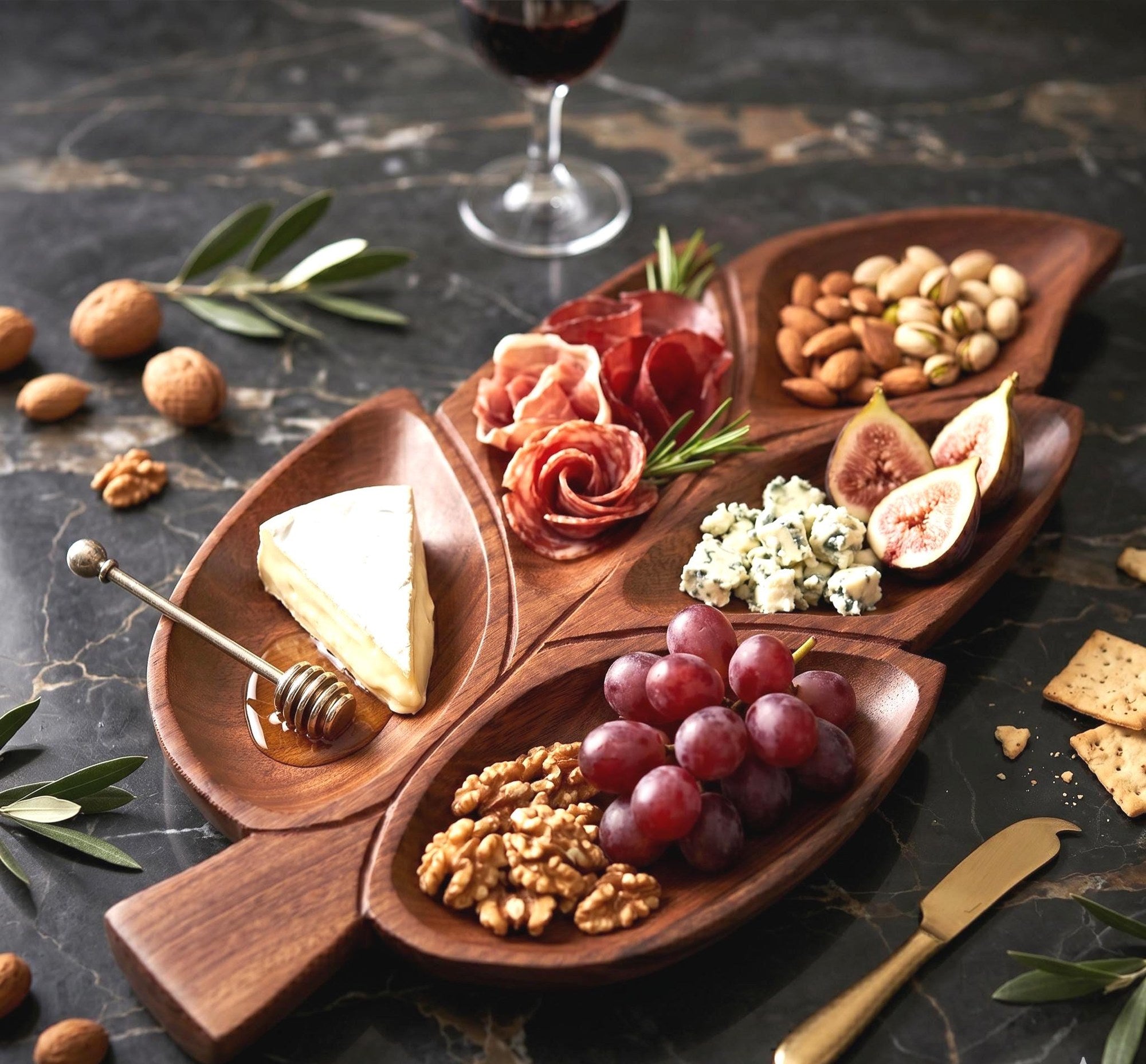 Walnut Leaf Compartment Tray - view 4